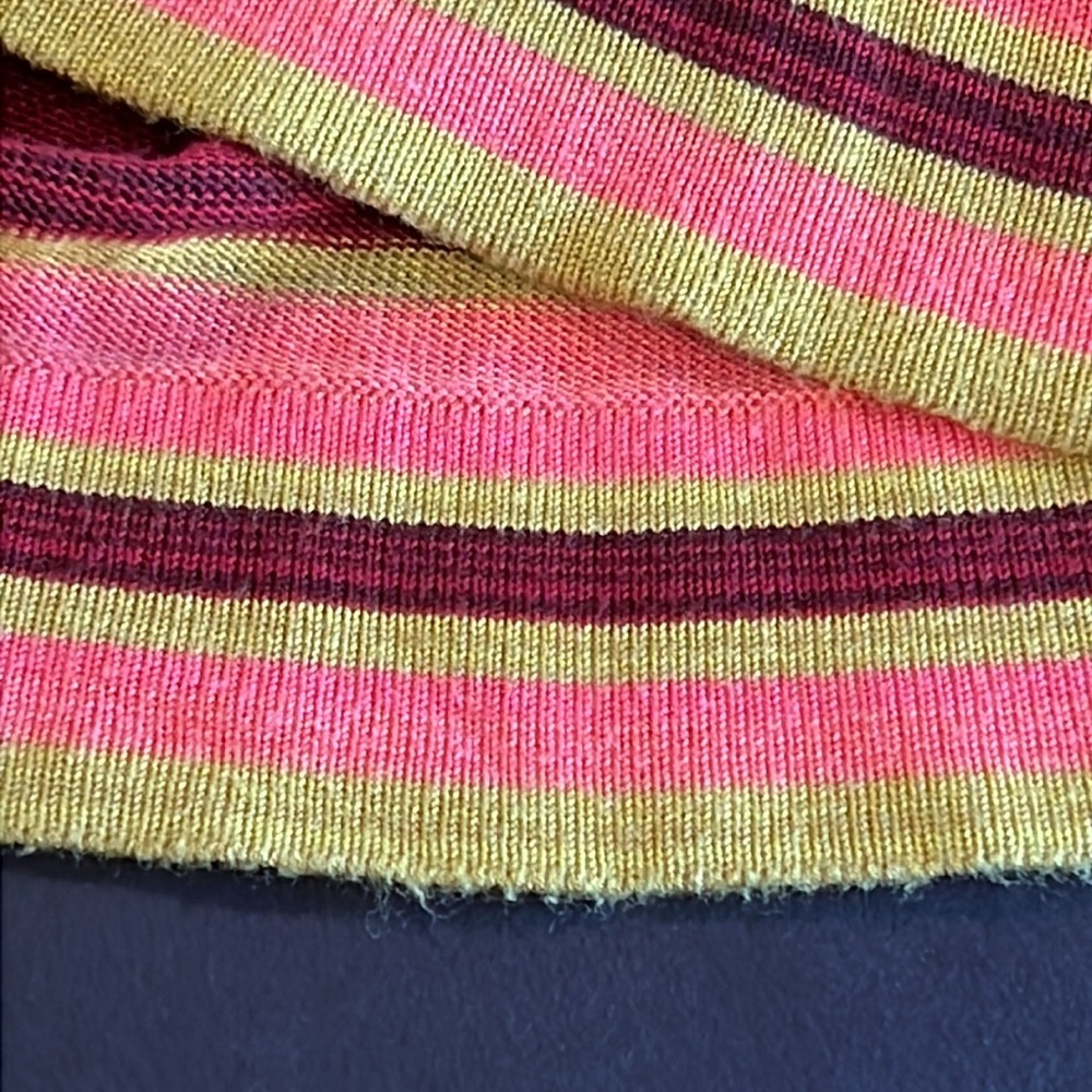 Free People fine-gauge multicolor striped rayon crewneck sweater-minor pilling - Picture 10 of 10